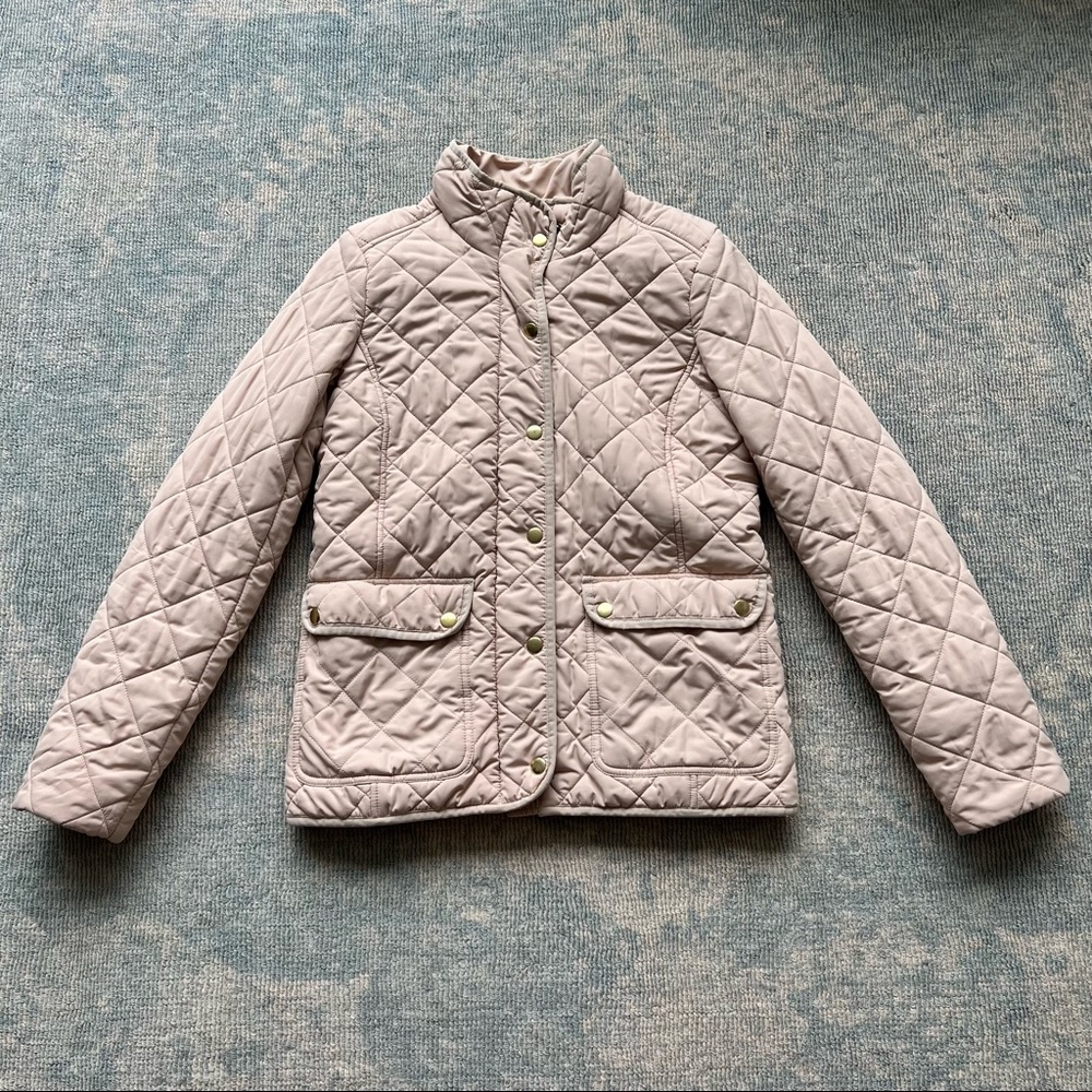 J. Crew Cream Puffer Jacket with Gold Buttons & Zipper